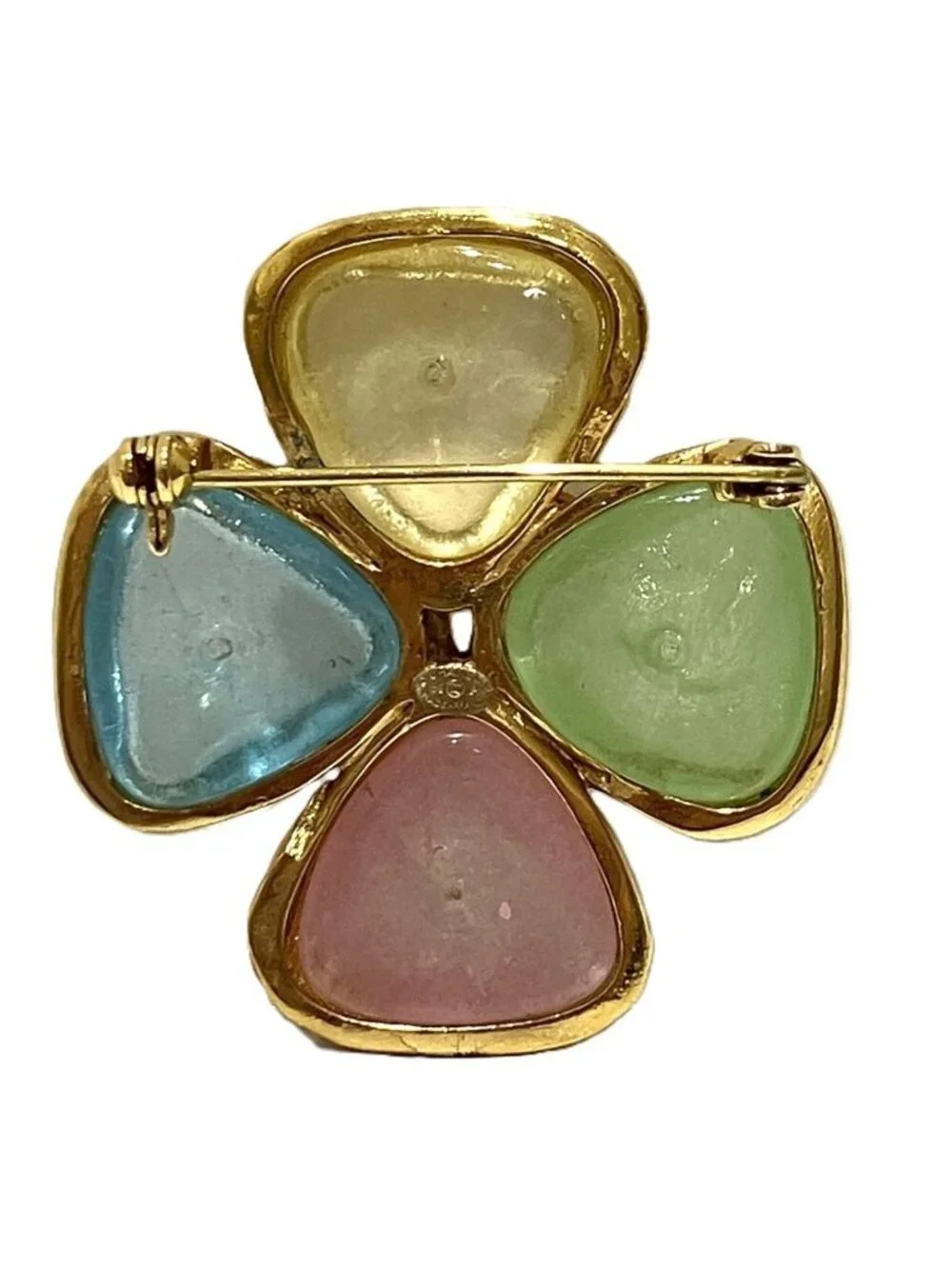 Chanel CC Logo Clover Color Stone 96P Brooch